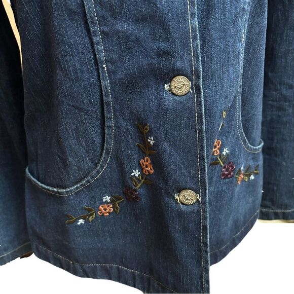 Roxy Jean Jacket with Embroidered Flowers | Vintage |Sz. S | EUC - Picture 3 of 9